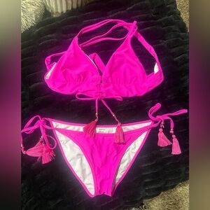 Venus Bright Pink Tassel Bikini Set